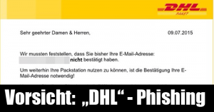 DHL: Packstation – Email verifizieren (Warnung)