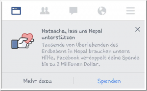 Facebook ruft seine User zu Nepal-Spenden auf und verdoppelt den Betrag!