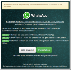 Angebliche neue WhatsApp-Funktionen führen in eine Abofalle