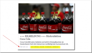 Warnung zu einer gefälschte Spiegel-Online Seite mit einer falschen Coca-Cola-Rückrufaktion!