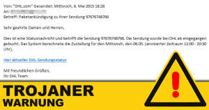 Trojaner-Warnung: DHL Paketankündigung