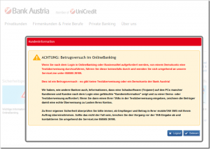 ACHTUNG: Betrugsversuch im OnlineBanking (Bank Austria)