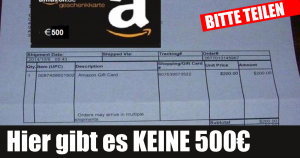 Gefälschter 500 EUR Amazon Gutschein auf Facebook