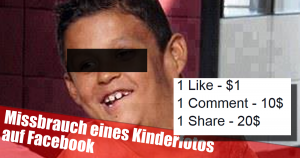 Missbrauch eines Kinderfotos auf Facebook (Junge mit Tumor)