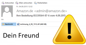 Achtung: Diese Amazon-Rechnung beinhaltet einen Trojaner (E-Mail)