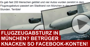 Flugzeugabsturz in München? Betrüger möchten an die Daten von Facebook-Nutzern.