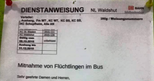 Mitnahme von Flüchtlingen im Bus – Eine falsch verstandene Dienstanweisung