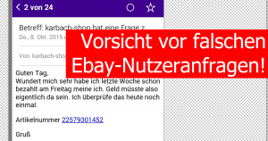 Vorsicht vor falschen Ebay-Nutzeranfragen!