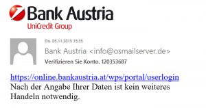 Internetbetrüger geben sich als Bank Austria aus