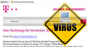 Trojaner-Warnung! E-Mail mit “Ihre Telekom Festnetz-Rechnung November 2015″