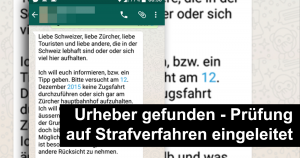 Stadtpolizei Zürich ermittelt Verfasser der WhatsApp-Nachricht