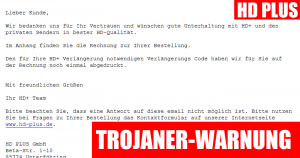 Trojaner-Warnung! HD-PLUS.de Rechnung zur Bestellung…