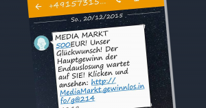 Hast auch du 500 EUR beim Media Markt gewonnen? (SMS)