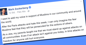 Mark Zuckerberg zeigt sich solidarisch mit Muslimen.