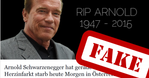 Mit einer Todesmeldung von Arnold Schwarzenegger knacken Betrüger Facebook-Konten.