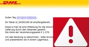 Virusalarm: Gefälschte DHL E-Mail im Umlauf!