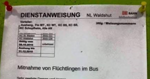Mitnahme von Flüchtlingen im Bus? (Flüchtlinge werden grundsätzlich befördert auch ohne Fahrschein.)