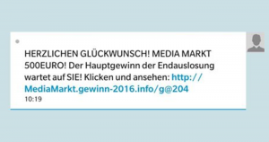 500 EUR von Media Markt gewonnen? (Spam-SMS)