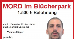 Polizei Köln: Leiche im Blücherpark gefunden (1.500 EUR Belohnung)