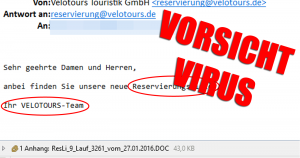 Die “Reservierungsliste”  von Abesenderangabe Velotours Touristik GmbH ist ein Virus!