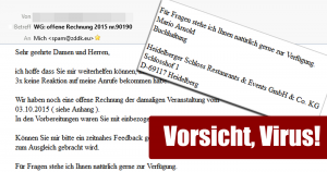 Vorsicht! Rechnungserinnerung “offene Rechnung 2015 nr.90190” von Heidelberger Schloss ist ein Virus