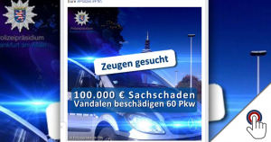 Polizei sucht Zeugen: 100.000 € ‪Sachschaden‬ an 60 PKW