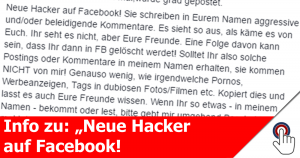 Info über “Neue Hacker auf Facebook, welche in euren Namen aggressive und/oder beleidigende Kommentare schreiben”