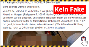 !! Täter gesucht(Marburg) !! 1000 EUR Belohnung !! [kein Fake]