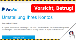 Warnung vor “Wichtige Mitteilung bzgl. Ihres PayPal-Kontos!”