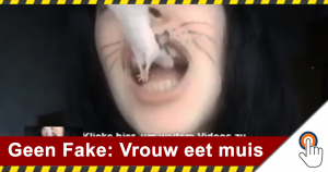 Vrouw eet muis voor lopende camera: geen Fake!