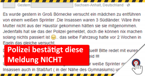 “Es wurde gestern in Groß Börnecke versucht” Polizeiinfo über Entführungsposts