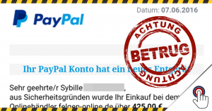 Warnung vor: “Ihr PayPal Konto hat ein neues Entgerät”
