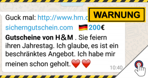 Achtung vor diesem H&M Gutschein via WhatsApp