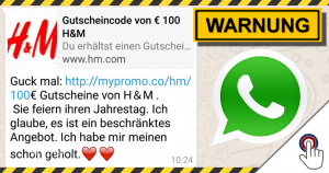 Wir warnen vor diesem H&M Gutscheinen via WhatsApp