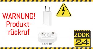 Warnung: Stromschlaggefahr bei USB-Ladegerät Pure2 XL-1210