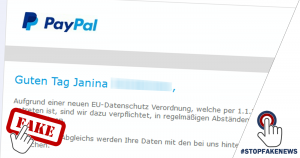 Diese E-Mail von (angeblich) PayPal ist ein FAKE!