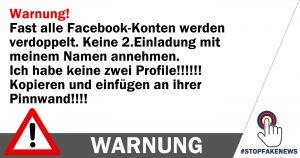 Aktuelle Warnung: “Facebook-Konten werden verdoppelt”