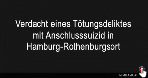 Verdacht eines Tötungsdeliktes mit Anschlusssuizid in Hamburg-Rothenburgsort