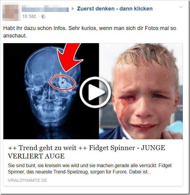 Die Fake-Vorschaubilder zum Fidget-Spinner – mimikama.org