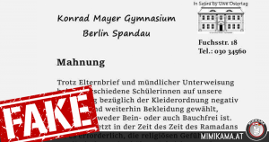 Mahnung des Konrad Mayer Gymnasiums ist ein Fake!