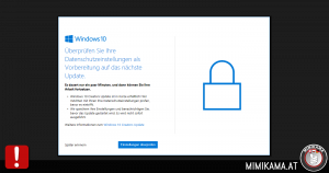 Meldung “Windows 10 Creator Update”