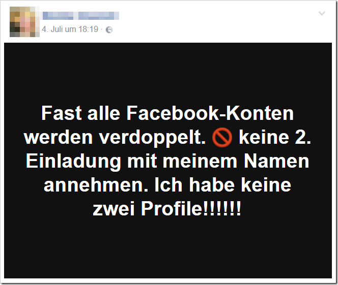 Fast alle Facebook-Konten werden verdoppelt. keine 2 Einladung mit meinem Namen annehmen. Ich habe keine zwei Profile!!!!!!