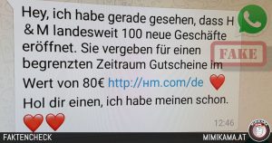 Whatsapp: Achtung vor diesem 80€ H&M Gutschein