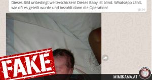 Ein blindes Baby, eine Sprachnachricht & 200.000 € Spenden: ein Fake!