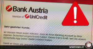 Vorsicht: „Bank Austria” Mail verlangt Installation einer App!