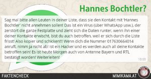 Fact check: WhatsApp warning about “Hannes Bochtler”