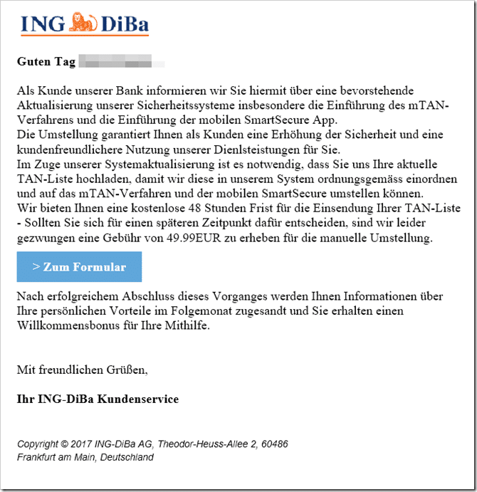 Als Kunde unserer Bank informieren wir Sie hiermit über eine bevorstehende Aktualisierung unserer Sicherheitssysteme insbesondere die Einführung des mTAN-Verfahrens und die Einführung der mobilen SmartSecure App.