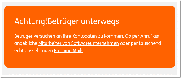 INGDiBa selbst warnt auf Ihrer Webseite INGDiBa selbst warnt auf Ihrer Webseite