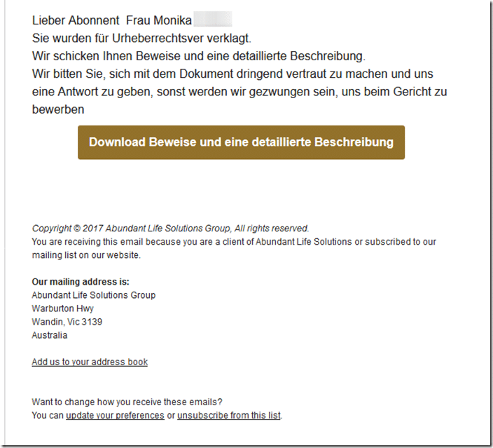 Sie wurden für Urheberrechtsver verklagt.