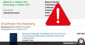 Du zahlst das Galaxy S8+, geliefert wird aber an Mehmet?